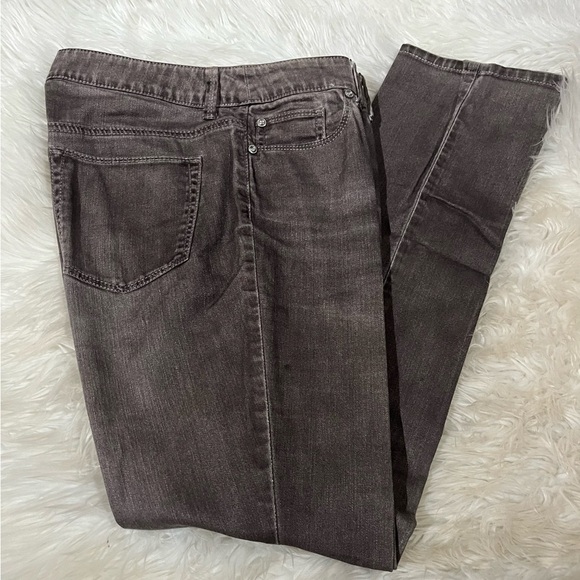 Chico's Platinum Denim Ultimate Fit Rhinestone Embellished Mom Jeans Brown Gray - Picture 3 of 13